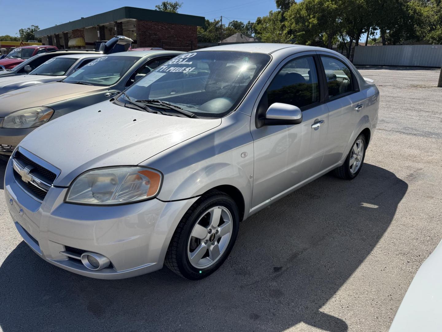 2008 Silver Chevrolet Aveo LT 4-Door (KL1TG56618B) with an 2.2L L4 DOHC 16V engine, Automatic transmission, located at 3624 Hemphill St., Fort Worth, TX, 76110, (817) 926-8921, 32.696205, -97.331985 - Photo#1
